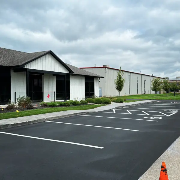 retial parking lot with new striping